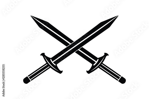 Silhouette art design of two crossed swords.eps
