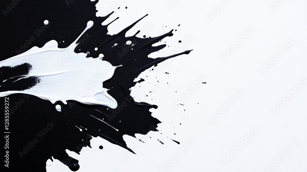 Naklejka premium Dynamic Black and White Paint Texture Abstract Artwork