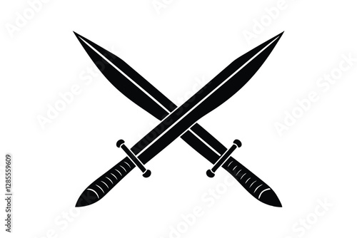 Silhouette art design of two crossed daggers.eps