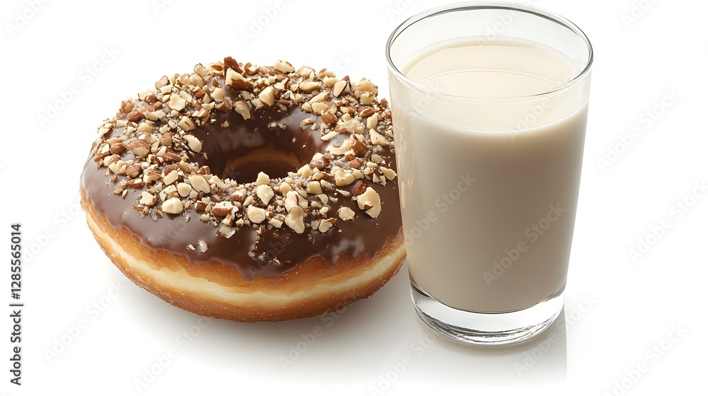 A chocolate-glazed donut with crushed nuts on top, symbolizing a sweet and indulgent treat A chocolate-glazed donut with crushed nuts on top, symbolizing a sweet and indulgent treat