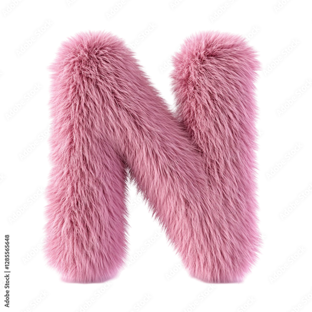 Fluffy Pink Fur Letter M Alphabet Font Design Fluffy Pink Fur Letter M Alphabet Font Design
