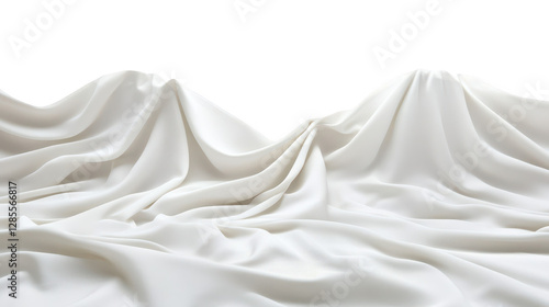 Elegant white cloth flowing on a dark background, study in texture and contrast