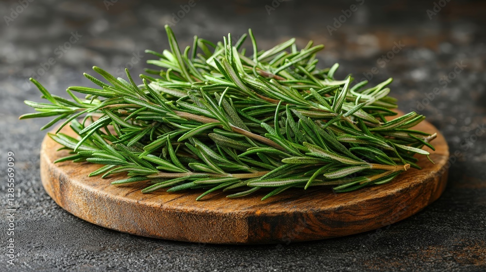 Close-up image of fresh green rosemary sprigs with dew drops glistening on the leaves in nature Close-up image of fresh green rosemary sprigs with dew drops glistening on the leaves in nature