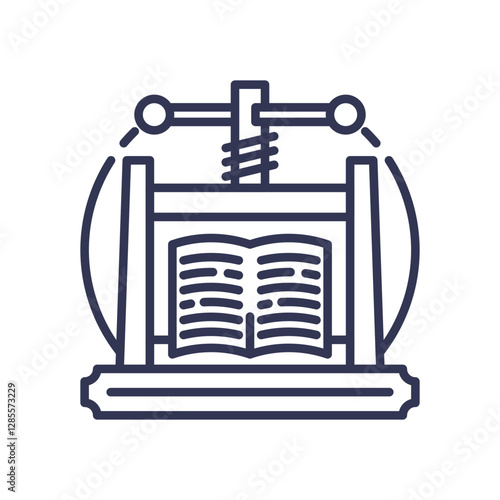 Illustration of a traditional printing press symbolizing the fusion of tradition and production.