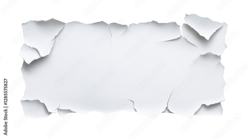 Closeup of torn white paper edges, a textured abstract background for design Closeup of torn white paper edges, a textured abstract background for design