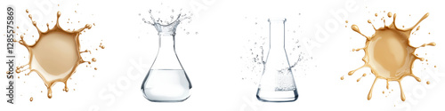 and dynamic splash of transparent water with vibrant colorful liquid motion and explosion effects  Detailed droplets bubbles and fluid dynamics creating an abstract and organic background texture
