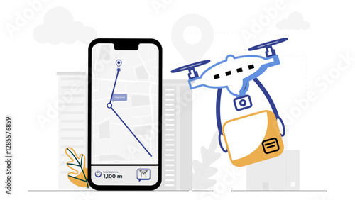 Modern drone delivery system illustration