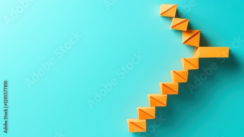 Origami steps symbolizing progress against a vibrant teal background