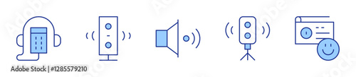 radio, speaker, audio, audio guide. Audio Icon vector illustration. Line Duotone style. Editable stroke