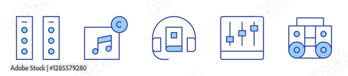 sound mixer, boombox, audio system, audio, audio guide. Audio Icon vector illustration. Line Duotone style. Editable stroke