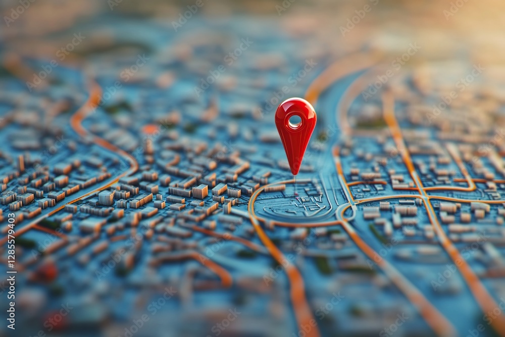 Navigate City Streets: Exploring Urban Roads, Finding Locations with a Red Pin, Precisely Marking Destinations on Detailed Map Navigate City Streets: Exploring Urban Roads, Finding Locations with a Red Pin, Precisely Marking Destinations on Detailed Map