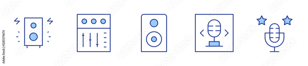 station, podcast, speaker, dj mixer, audio. Audio Icon vector illustration. Line Duotone style. Editable stroke station, podcast, speaker, dj mixer, audio. Audio Icon vector illustration. Line Duotone style. Editable stroke