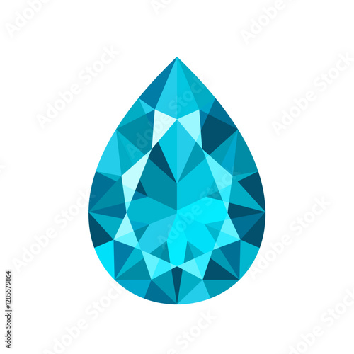 Pear cut aquamarine. Colored flat icon illustration