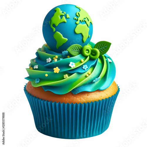 Cupcakes with Earth Day Isolated on Transparent Background