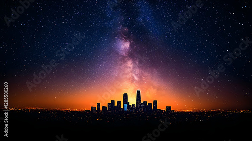 Cityscape Milky Way Night Sky