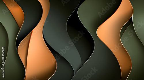 abstract background with olive green, copper, and black color shapes