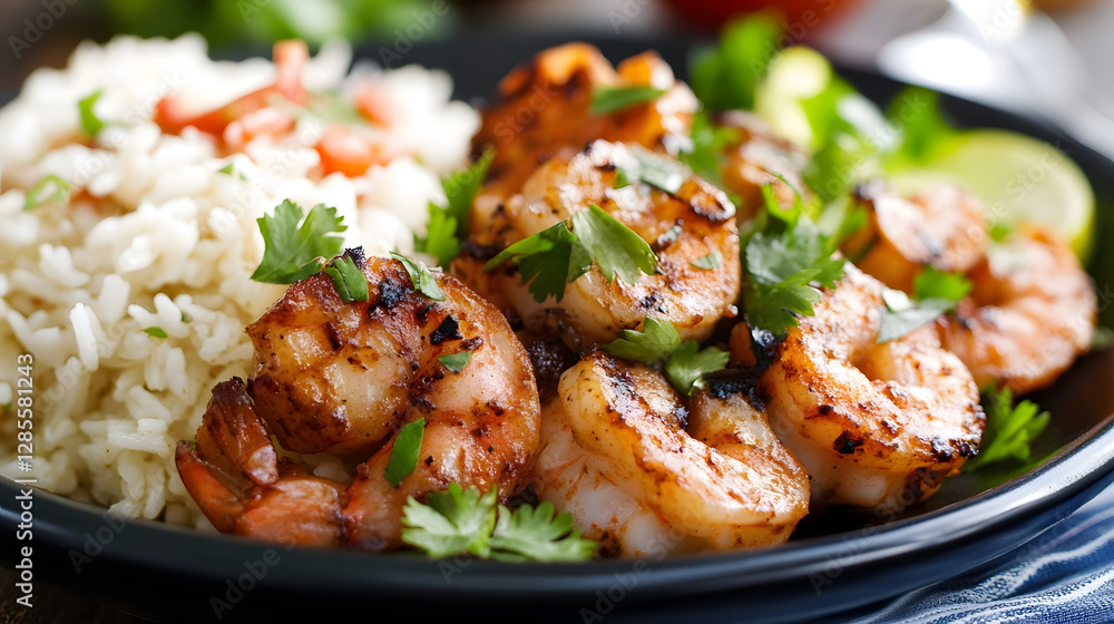 Delicious Grilled Shrimp With Rice and Greens Essential For Seafood Enthusiasts : Generative AI Delicious Grilled Shrimp With Rice and Greens Essential For Seafood Enthusiasts : Generative AI