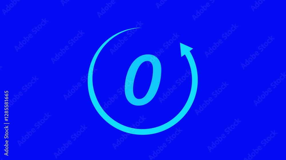 Circle arrow countdown timer five second animation from 05 to 0 seconds on blue background with alpha channel, 5 Minute countdown timer animation, 5-0 counting up seconds neon number Circle arrow countdown timer five second animation from 05 to 0 seconds on blue background with alpha channel, 5 Minute countdown timer animation, 5-0 counting up seconds neon number