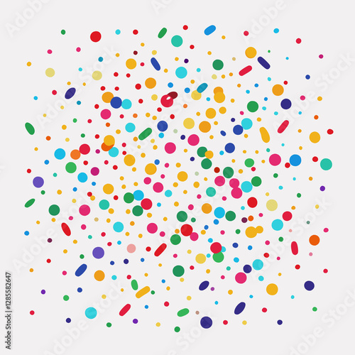Colorful confetti scattered on white background.