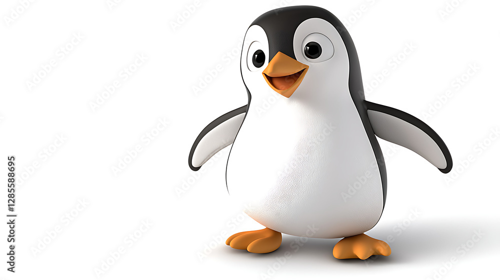 Fototapeta premium A cartoon penguin is standing on a white background. generated using AI