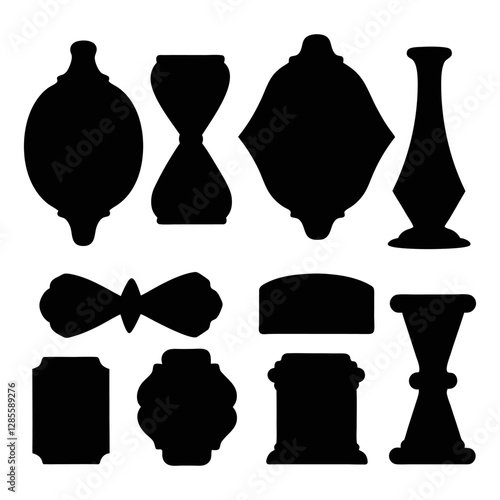 Set of resin molds black silhouette isolated on a white background