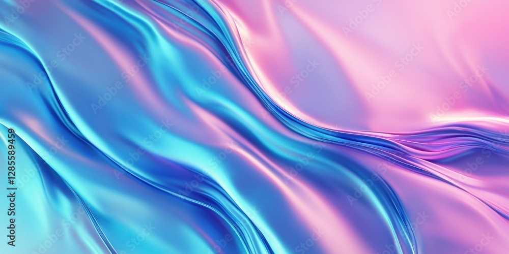 Abstract background with blue and pink wavy lines, shiny liquid metal texture Abstract background with blue and pink wavy lines, shiny liquid metal texture