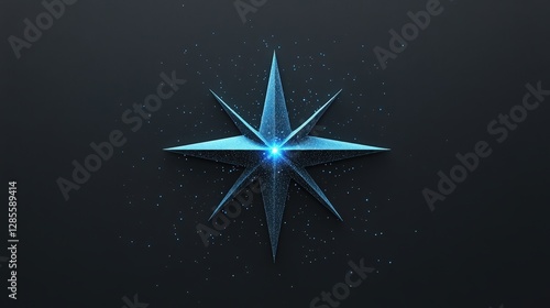 Celestial Compass: A mesmerizing, glowing eight-pointed star radiates against a dark backdrop, symbolizing direction, guidance, and the allure of the cosmos. 