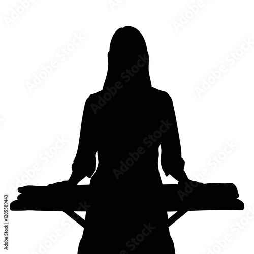 Woman ironing clothe silhouette illustration