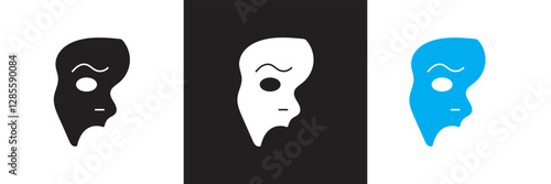 Phantom Mask Icon.  Isolated on white and black background. Vector illustration. EPS 10