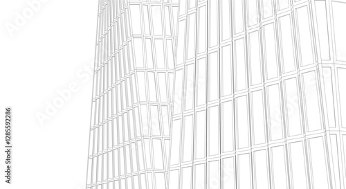 Modern Glass Facade Skyscrapers. Minimalist Architectural Urban Skyline with Contemporary Buildings