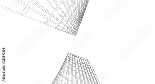 Modern Glass Facade Skyscrapers. Minimalist Architectural Urban Skyline with Contemporary Buildings