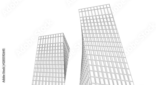 Modern Glass Facade Skyscrapers. Minimalist Architectural Urban Skyline with Contemporary Buildings