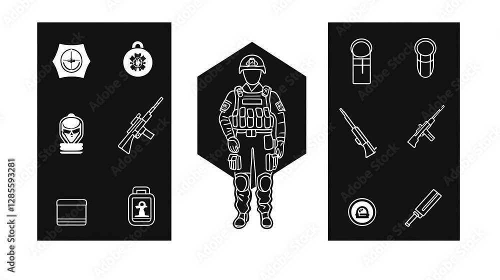 Tactical Gear and Officer: Line Art Illustration AI Generated Tactical Gear and Officer: Line Art Illustration AI Generated
