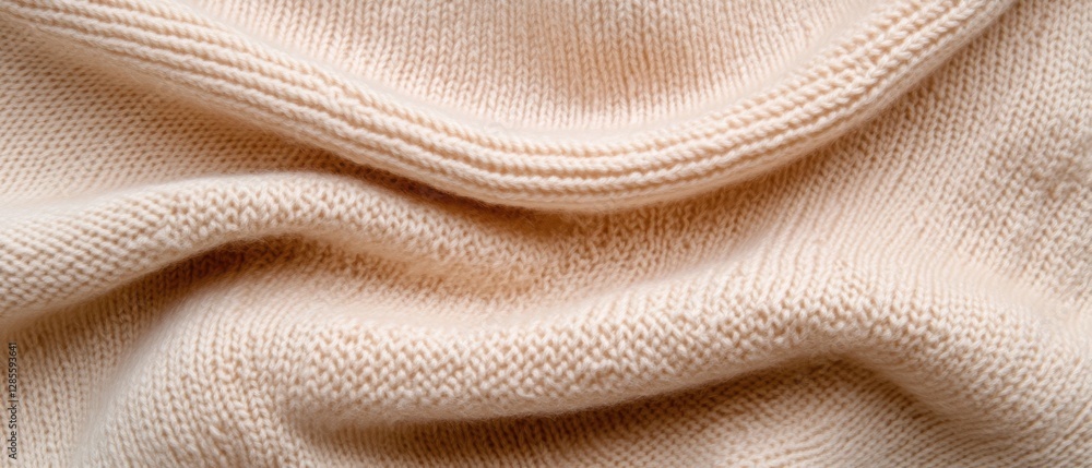 A top view of pale peach knitted fabric with horizontal lines, giving it a soothing, repetitive texture. A top view of pale peach knitted fabric with horizontal lines, giving it a soothing, repetitive texture.