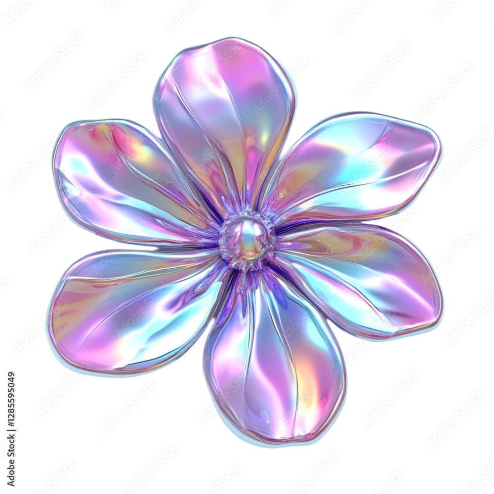 Fototapeta premium Iridescent Flower Digital Art Pastel Rainbow Bloom