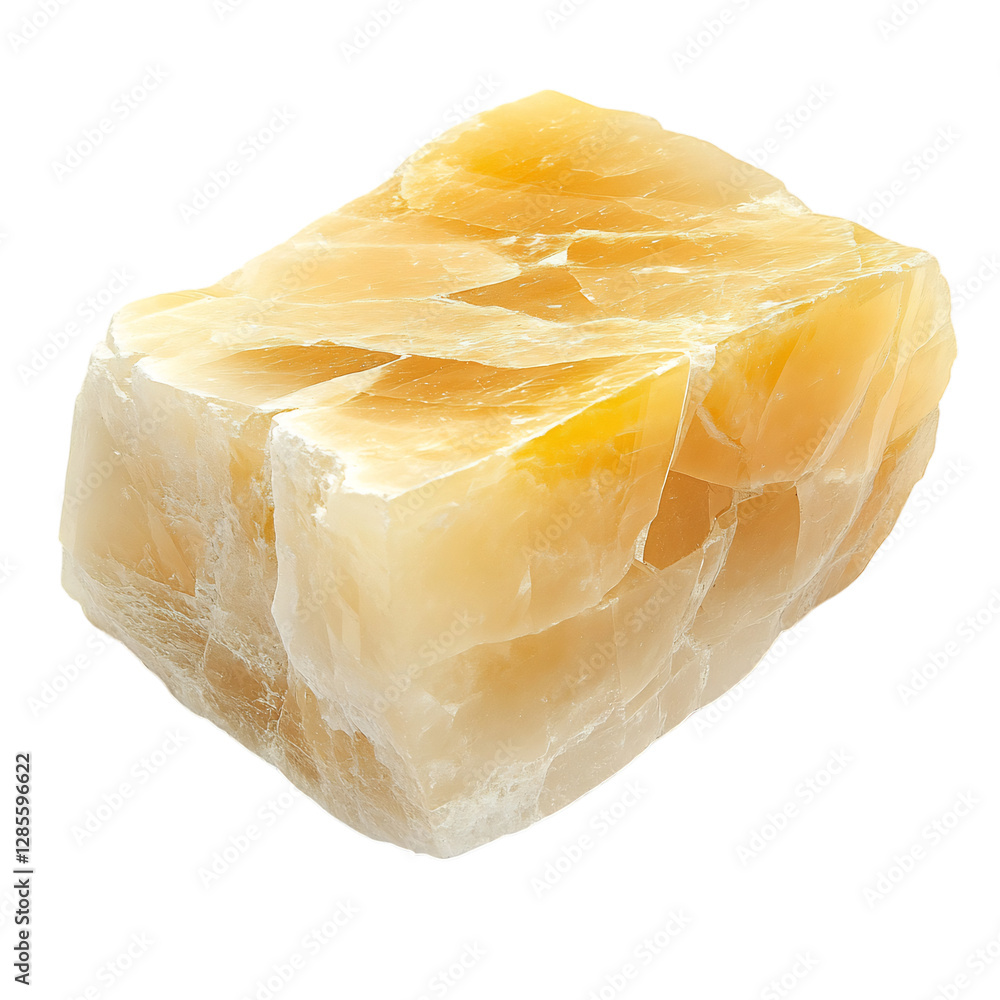 Pale Yellow Calcite Chunk Isolated on Transparent Background Pale Yellow Calcite Chunk Isolated on Transparent Background