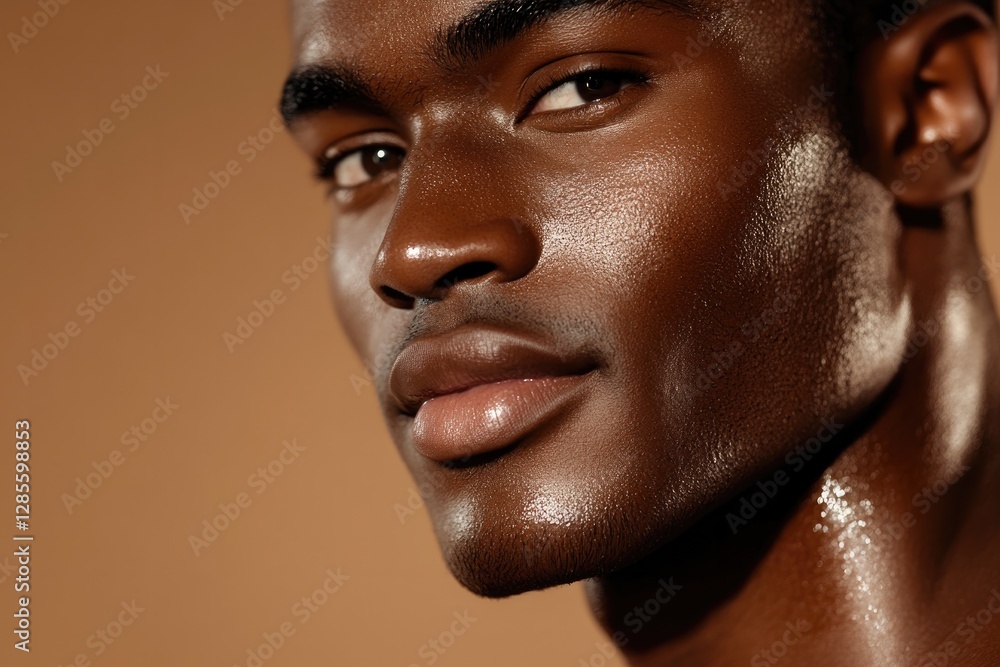 Obraz premium Close-up portrait highlighting smooth skin and strong facial fea