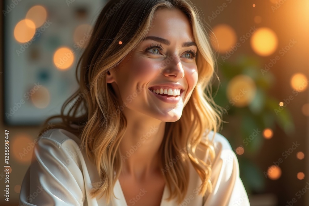 Woman is smiling and looking at camera with smile Woman is smiling and looking at camera with smile