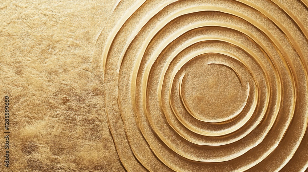 Elegant golden spiral texture with soft curves and ridges creating a luxurious background design