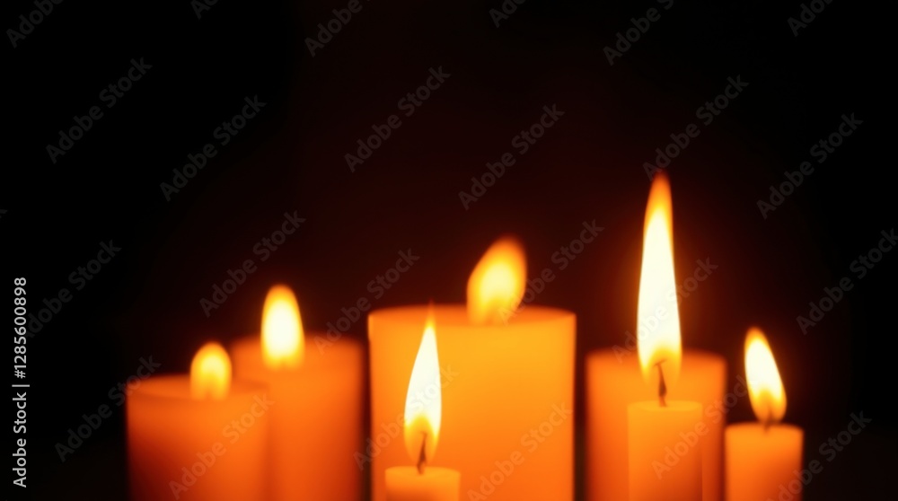 Burning Candles with Warm Glow Against Dark Background for Relaxation Burning Candles with Warm Glow Against Dark Background for Relaxation