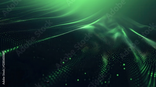 Abstract Green Wavy Background with Dots and Patterns for Modern Design Projects