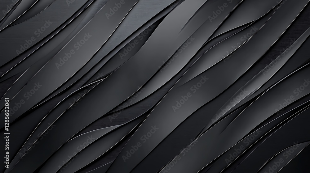 Fototapeta premium Abstract 3D Render: Dark Gray Wavy Surface Texture AI Generated