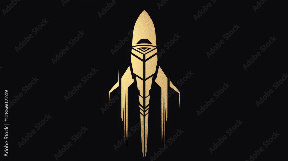 Golden Rocket Emblem: A sleek, golden rocket emblem soars against a dark backdrop, embodying ambition, innovation, and the spirit of space exploration, ready for launch. Golden Rocket Emblem: A sleek, golden rocket emblem soars against a dark backdrop, embodying ambition, innovation, and the spirit of space exploration, ready for launch.