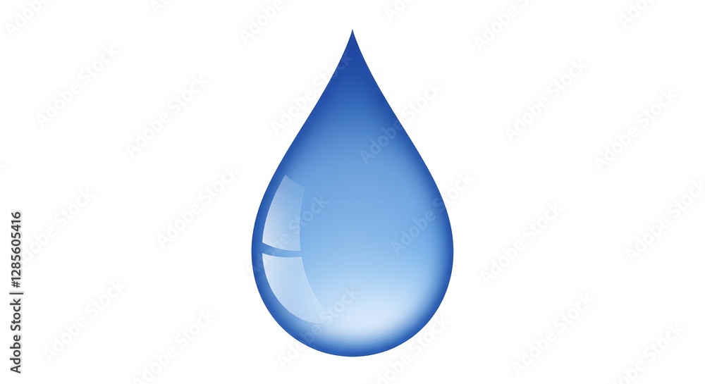 Single Blue Water Drop Liquid H2O Purity Cleanliness Hydration Refreshment Transparency Illu Single Blue Water Drop Liquid H2O Purity Cleanliness Hydration Refreshment Transparency Illu