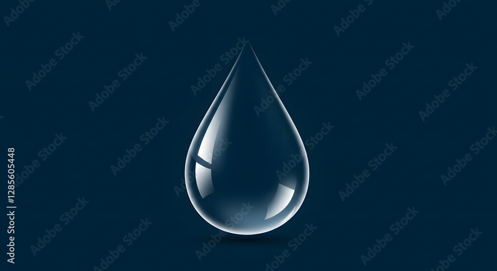 Single Dark Blue Liquid Drop Water Oil Clean Pure Single Dark Blue Liquid Drop Water Oil Clean Pure