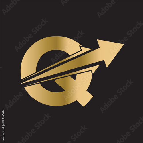 Initial Arrow Logo combine with letter Q vector template
