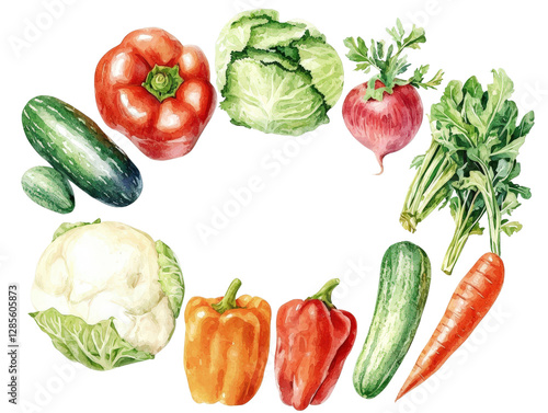 Beautiful Watercolor Set of Fresh Vegetables for Creative Culinary Arts and Design Projects