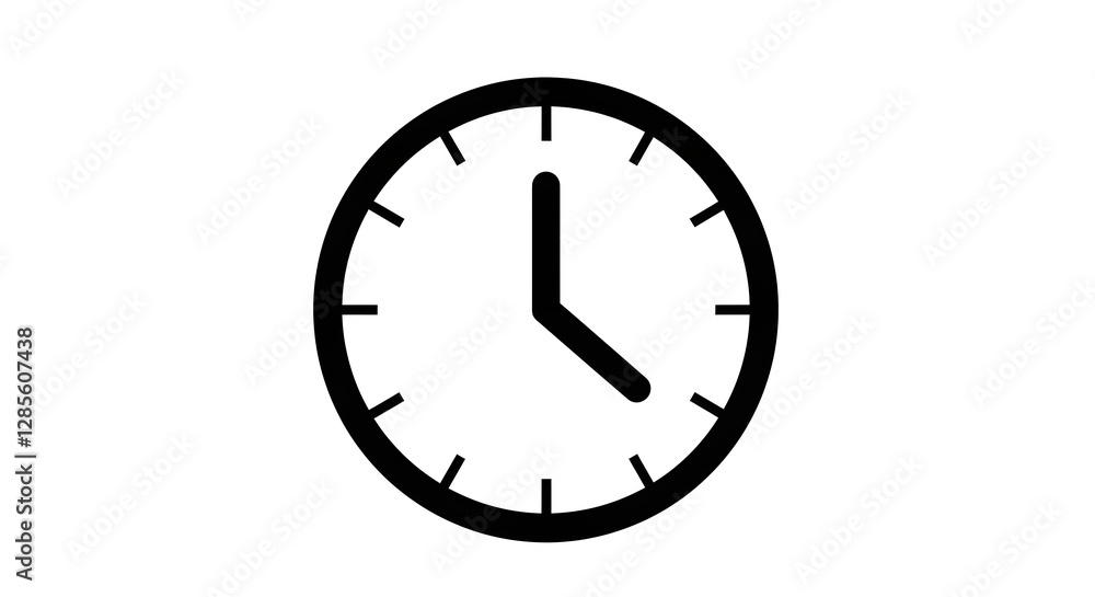 Simple Black Oval Clock Showing Quarter Past Three Time Simple Black Oval Clock Showing Quarter Past Three Time