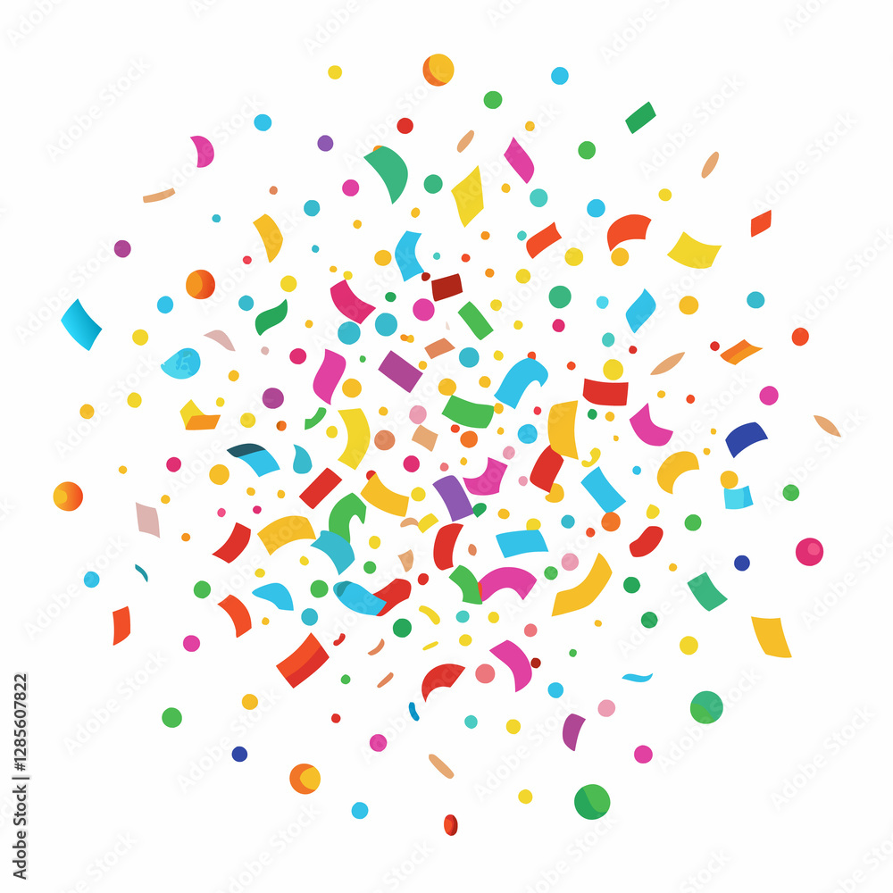 Colorful confetti explosion on white background. (3)