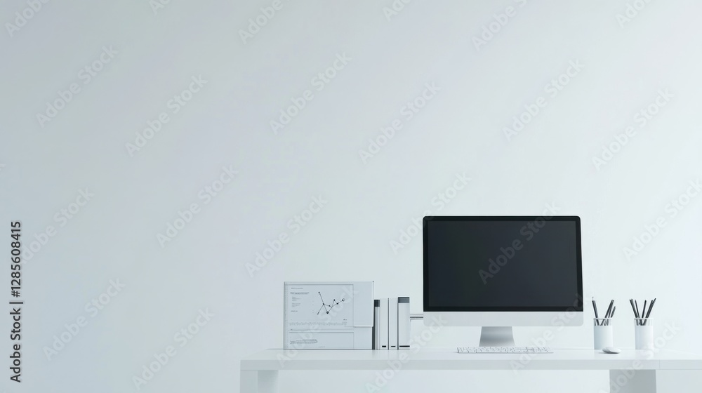 Lipid research lab with a single computer monitor and molecular diagrams on the screen. Featuring clarity and technology Lipid research lab with a single computer monitor and molecular diagrams on the screen. Featuring clarity and technology